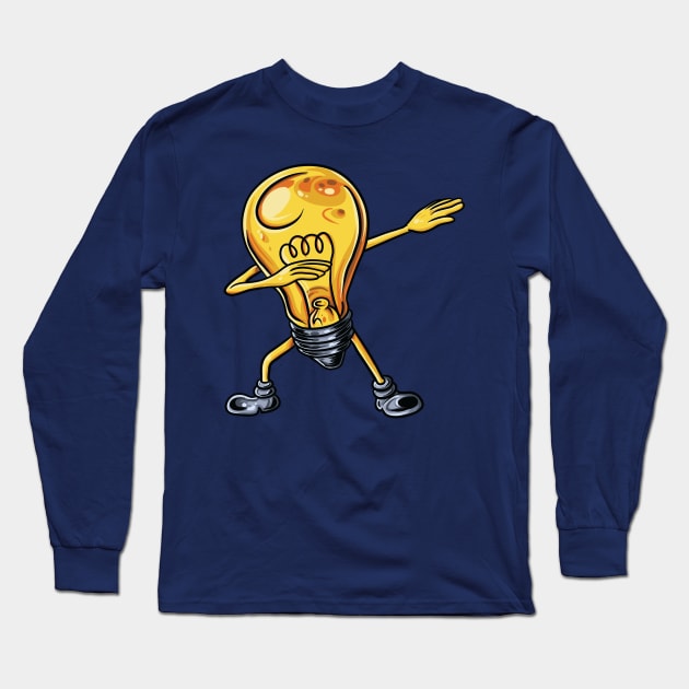 Funny Dabbing Lightbulb Electrician Watt Kids Gift Long Sleeve T-Shirt by Freid